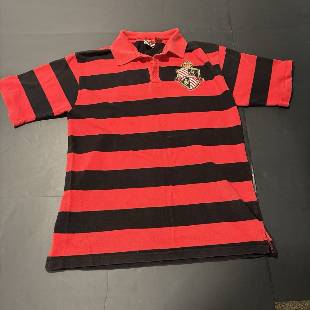Evolution in Design Men's Polo Shirt Red & Black Stripes XL